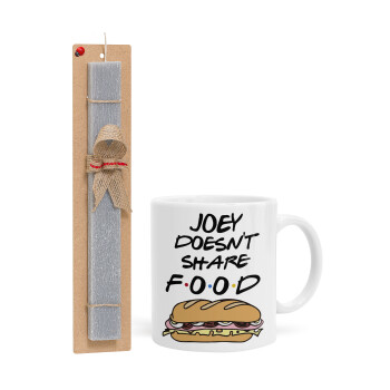 Joey Doesn't Share Food, Easter Set, Ceramic Cup (330ml) & Easter aromatic flat candle (30cm) (GRAY)