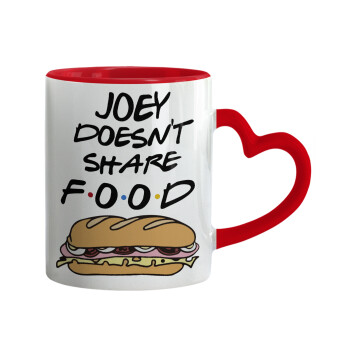 Joey Doesn't Share Food, Mug heart red handle, ceramic, 330ml