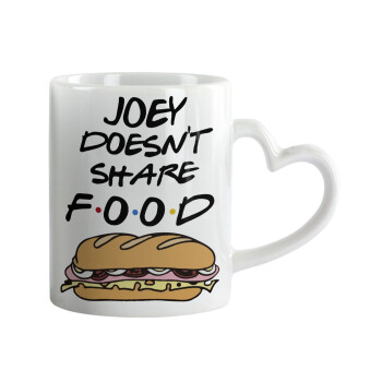 Joey Doesn't Share Food, Κούπα καρδιά χερούλι λευκή, κεραμική, 330ml