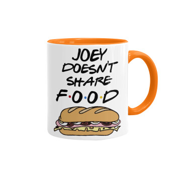 Joey Doesn't Share Food, Κούπα χρωματιστή πορτοκαλί, κεραμική, 330ml