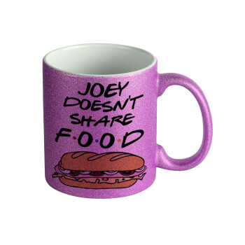 Joey Doesn't Share Food, Κούπα Μωβ Glitter που γυαλίζει, κεραμική, 330ml
