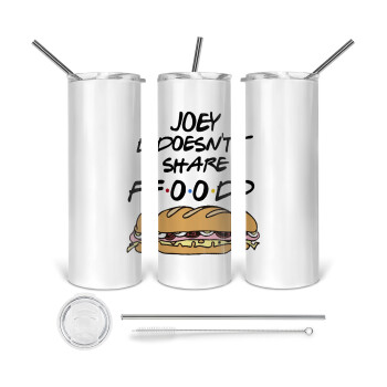 Joey Doesn't Share Food, Tumbler ποτήρι θερμό από ανοξείδωτο ατσάλι 600ml, με μεταλλικό καλαμάκι & βούρτσα καθαρισμού