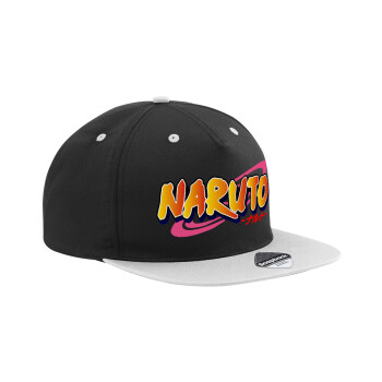 Naruto uzumaki, Adult Flat Snapback Hat Black/Grey, (100% COTTON TWILL, ADULT, UNISEX, ONE SIZE)