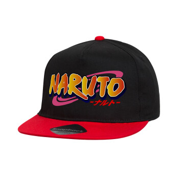 Naruto uzumaki, Καπέλο παιδικό Flat Snapback, Μαύρο/Κόκκινο (100% ΒΑΜΒΑΚΕΡΟ, ΠΑΙΔΙΚΟ, UNISEX, ONE SIZE)