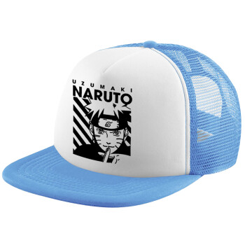 Naruto uzumaki, Καπέλο παιδικό Soft Trucker με Δίχτυ ΓΑΛΑΖΙΟ/ΛΕΥΚΟ (POLYESTER, ΠΑΙΔΙΚΟ, ONE SIZE)