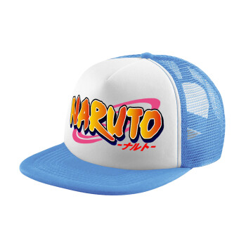 Naruto uzumaki, Child's Soft Trucker Hat with Blue/White Mesh (POLYESTER, CHILD, ONE SIZE)