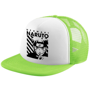 Naruto uzumaki, Child's Soft Trucker Hat with Green/White Mesh (POLYESTER, CHILDREN'S, ONE SIZE)