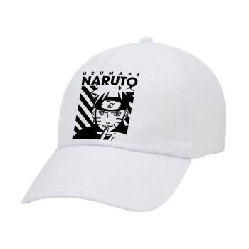 Naruto uzumaki, Καπέλο Ενηλίκων Baseball Λευκό 5-φύλλο (POLYESTER, ΕΝΗΛΙΚΩΝ, UNISEX, ONE SIZE)