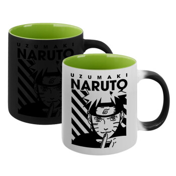 Naruto uzumaki, Κούπα Μαγική εσωτερικό πράσινο, κεραμική 330ml που αλλάζει χρώμα με το ζεστό ρόφημα (1 τεμάχιο)