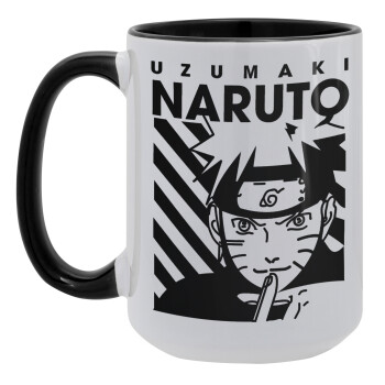 Naruto uzumaki, Κούπα Mega 15oz, κεραμική Μαύρη, 450ml