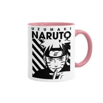 Naruto uzumaki, Κούπα χρωματιστή ροζ, κεραμική, 330ml