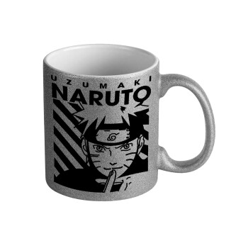 Naruto uzumaki, Κούπα Ασημένια Glitter που γυαλίζει, κεραμική, 330ml