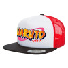 Adult Foam Flat Snapback with Mesh Black-White-Red (POLYESTER, ADULT, UNISEX, ONE SIZE)