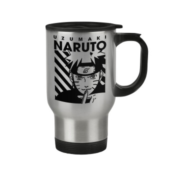 Naruto uzumaki, Stainless steel travel mug with lid, double wall 450ml
