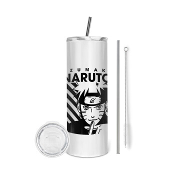 Naruto uzumaki, Eco friendly ποτήρι θερμό (tumbler) από ανοξείδωτο ατσάλι 600ml, με μεταλλικό καλαμάκι & βούρτσα καθαρισμού