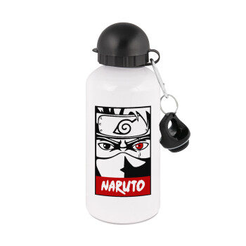 Naruto anime, Μεταλλικό παγούρι νερού, Λευκό, αλουμινίου 500ml