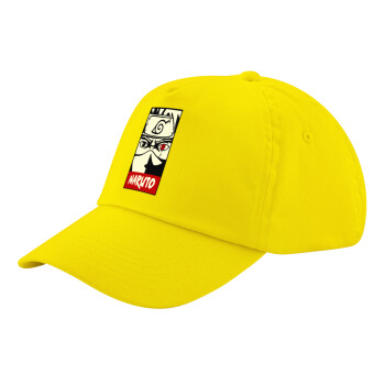 Naruto anime, Child's Baseball Cap, 100% Cotton Twill, Yellow (COTTON, CHILD, UNISEX, ONE SIZE)