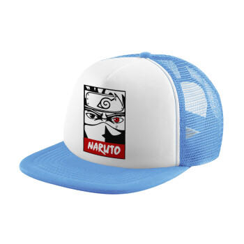 Naruto anime, Child's Soft Trucker Hat with Blue/White Mesh (POLYESTER, CHILD, ONE SIZE)