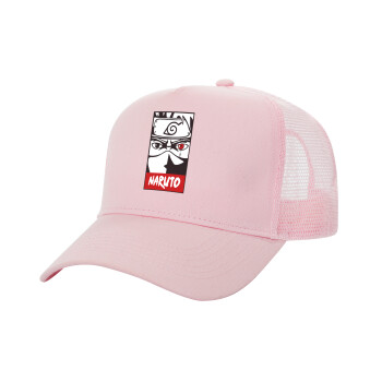 Naruto anime, Structured Trucker Children's Hat, with Mesh, PINK (100% COTTON, CHILDREN'S, UNISEX, ONE SIZE)