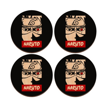 Naruto anime, ΣΕΤ x4 Σουβέρ ξύλινα στρογγυλά plywood (9cm)