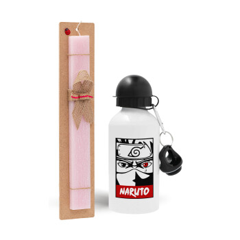 Naruto anime, Easter Set, metallic aluminum bottle (500ml) & aromatic flat Easter candle (30cm) (PINK)