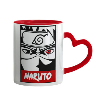 Naruto anime, Mug heart red handle, ceramic, 330ml