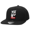 Adult Flat Snapback Hat Black, (100% COTTON TWILL, ADULT, UNISEX, ONE SIZE)