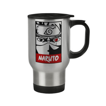 Naruto anime, Stainless steel travel mug with lid, double wall 450ml