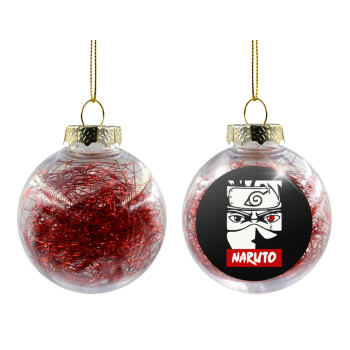 Naruto anime, Transparent Christmas tree ball ornament with red filling 8cm