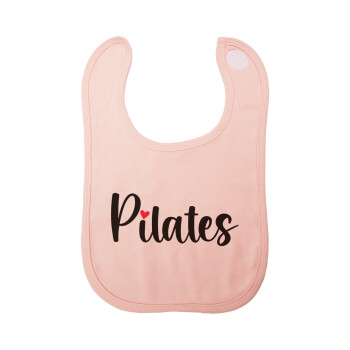 Pilates love, Σαλιάρα με Σκρατς ΡΟΖ 100% Organic Cotton (0-18 months)