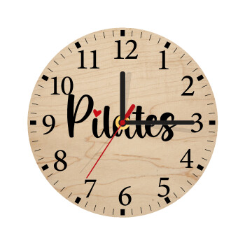 Pilates love, Ρολόι τοίχου ξύλινο plywood (20cm)