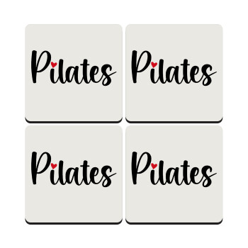 Pilates love, ΣΕΤ 4 Σουβέρ ξύλινα τετράγωνα (9cm)