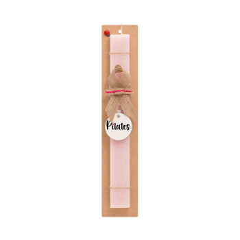 Pilates love, Easter Set, wooden keychain & scented flat Easter candle (30cm) (PINK)