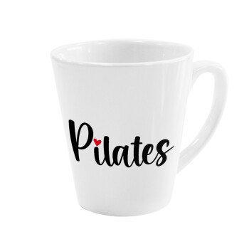 Pilates love, Κούπα κωνική Latte Λευκή, κεραμική, 300ml