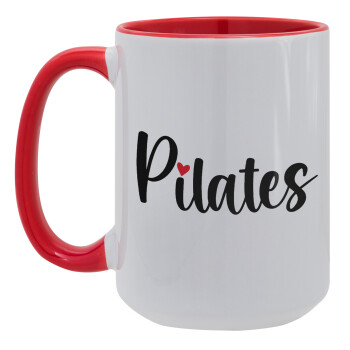 Pilates love, Κούπα Mega 15oz, κεραμική Κόκκινη, 450ml