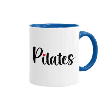 Pilates love, Κούπα χρωματιστή μπλε, κεραμική, 330ml