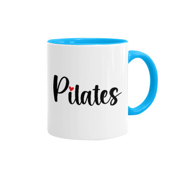 Pilates love, Κούπα χρωματιστή γαλάζια, κεραμική, 330ml