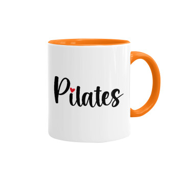 Pilates love, Κούπα χρωματιστή πορτοκαλί, κεραμική, 330ml
