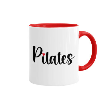 Pilates love, Κούπα χρωματιστή κόκκινη, κεραμική, 330ml