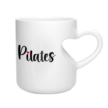 Pilates love, Κούπα καρδιά λευκή, κεραμική, 330ml