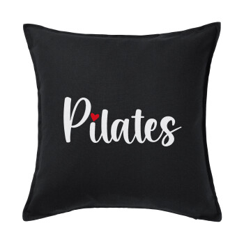 Pilates love, Sofa cushion black 50x50cm includes filling