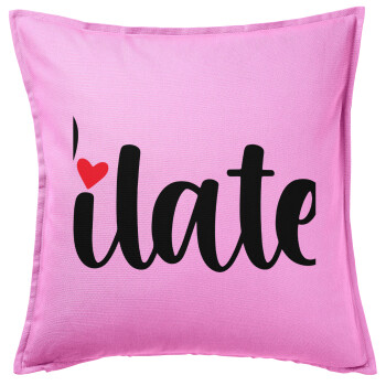 Pilates love, Sofa cushion Pink 50x50cm includes filling