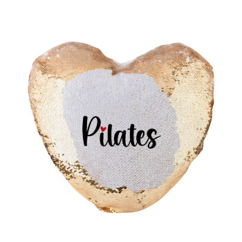 Pilates love, Μαξιλάρι καναπέ καρδιά Μαγικό Χρυσό με πούλιες 40x40cm περιέχεται το  γέμισμα