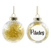 Transparent Christmas tree ball ornament with gold filling 8cm