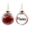 Transparent Christmas tree ball ornament with red filling 8cm