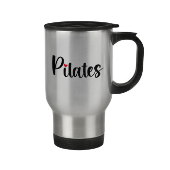 Pilates love, Stainless steel travel mug with lid, double wall 450ml