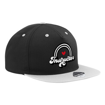 Instructor, Adult Flat Snapback Hat Black/Grey, (100% COTTON TWILL, ADULT, UNISEX, ONE SIZE)