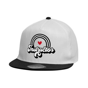 Instructor, Child's Flat Snapback Hat, White (100% COTTON, CHILDREN'S, UNISEX, ONE SIZE)