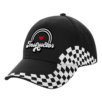 Instructor, Adult Ultimate BLACK RACING Cap, (100% COTTON DRILL, ADULT, UNISEX, ONE SIZE)