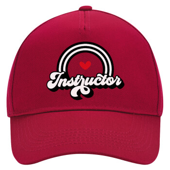 Instructor, Adult Ultimate Hat RED, (100% COTTON DRILL, ADULT, UNISEX, ONE SIZE)